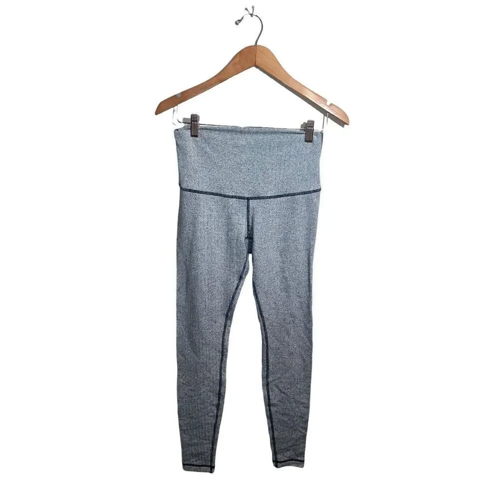 Lululemon Wunder Under Tights Roll Down Pants Womens 8 Herringbone Stretch